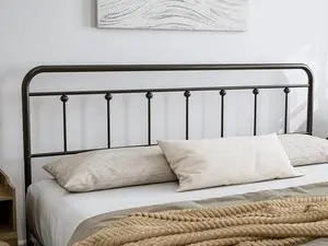 IKIFLY Metal King Size Headboard, Adjustable Height, Farmhouse Victorian Style, Easy Assembly, Steel Headboard Only for Bedroom, Black
