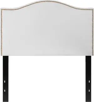Flash Furniture Lexington Upholstered Twin Size Headboard with Accent Nail Trim in White Fabric