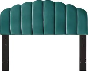 Ball & Cast Tufted Velvet Upholstered Headboard Channel, Queen Full Size Bed Adjusted Height 42-50 inch, Teal