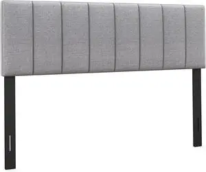 Giantex Linen Upholstered Headboard, Adjustable Width Button Tufted Headboard Only with Solid Wood Legs, Attach Frame, Modern Headboards for Queen Full Size Bed, Gray