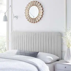 Modway Milenna Channel Tufted Performance Velvet Twin Headboard in Light Gray Modway Milenna Channel Tufted Performance Velvet Twin Headboard in Light Gray