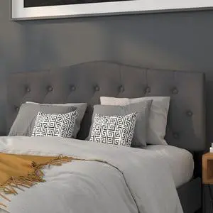 Flash Furniture Cambridge Tufted Upholstered Headboard for Queen Size Bed, Contemporary Fabric Tufted Headboard with Adjustable Height, Dark Gray