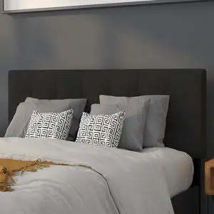 Flash Furniture Bedford Tufted Upholstered Headboard for Full Size Bed, Contemporary Fabric Tufted Headboard with Adjustable Height, Black