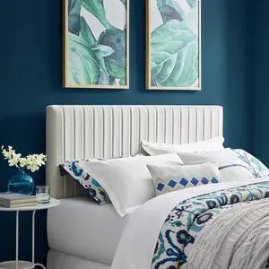 Modway Keira Channel Tufted Performance Velvet Upholstered Full / Queen Headboard in Ivory