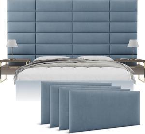 Vänt Upholstered Wall Panels - King/Cal King Size Wall Mounted Headboards - Micro Suede Blue - Twin/King - Set of 4 Panels (Each Individual Panel 39"x11.5")