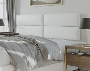 Vänt Upholstered Wall Mounted Headboard Panels -Philip Layout - 78" X 23"-Configuration of 4 Individual Panels - Recommended for King-Cal King -Vintage Leather/White Dove