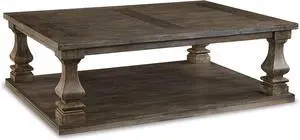 Signature Design by Ashley Johnelle Farmhouse Coffee Table with Weathered Gray Finish, Gray