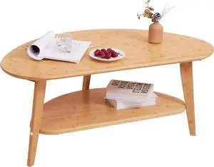 NAVREX Mid Century Modern Oval Coffee Table with Storage Shelf, 100% Solid Bamboo Wood Center Table for Living Room, FSC Certified, 40.2" L x 22" W, Easy Assembly, Nature Finish NAVREX Mid Century Modern Oval Coffee Table with Storage Shelf, 100% Solid Bamboo Wood Center Table for Living Room, FSC Certified, 40.2" L x 22" W, Easy Assembly, Nature Finish