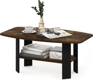 Furinno Simple Design Coffee Table, Amber Pine/Black Furinno Simple Design Coffee Table, Amber Pine/Black