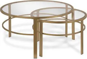 Henn&Hart Round Nested Coffee Table in Brass, Coffee Table coffee tables for living room, studio apartment essentials