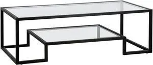 Henn&Hart 54" Wide Rectangular Coffee Table in Blackened Bronze, Modern coffee tables for living room, studio apartment essentials