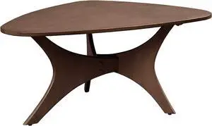 INK+IVY Blaze Triangle Wood Coffee Table Plywood with Wood Veneer Legs, Mid-Century Modern, Easy Assembly, Accent Furniture For Living Room, Minimalist Décor, Brown
