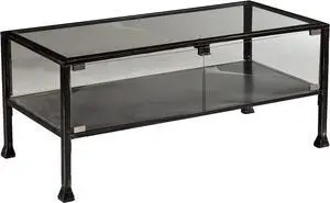 SEI Furniture Metal Terrarium Fish Display Coffee Table, Cocktail, Black/Silver Distressing