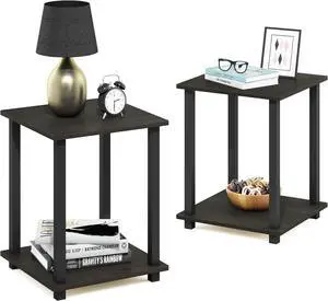 Furinno Simplistic Set of 2 End Table, Espresso/Black