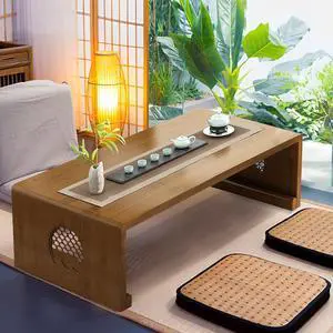 Folding Coffee Table Foldable Japanese Floor Table Low Table for Living Room,Dining Room,Tea,Tatami,Home Decoration (39.37 * 19.68 * 12.2 INCH)