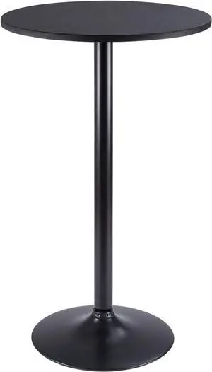 Furmax Bistro Pub Table Round Bar Height Cocktail Table Metal Base MDF Top Obsidian Table 23.8-Inch Top, 39.5-Inch Height (Black, 1-Pack)