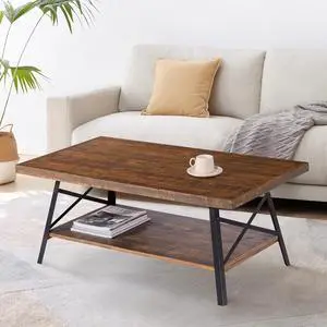 Olee Sleep Cocktail Table with Metal Legs, Rustic Brown