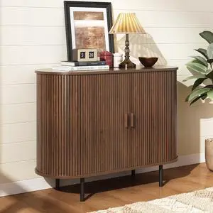 40" Sideboard Buffet Cabinet with Storage, Storage Cabinet with Sliding Door & Adjustable Shelf, Modern Accent Coffee Bar Console Table for Kitchen, Entryway, Walnut