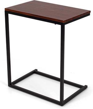 Tangkula Sofa Side Table C Shaped Table, Vintage Couch Table Sofa Side Table for Coffee Snack Laptop, Living Room TV Tray End Table