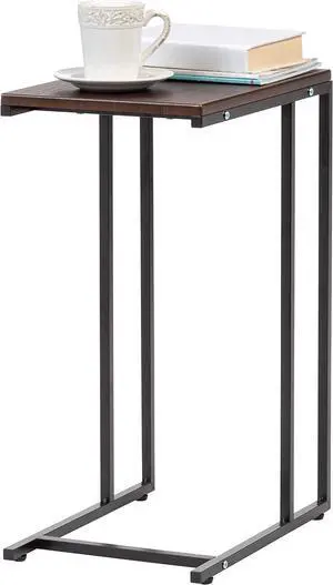 IRIS USA Wood and Metal Frame Side Table, Accent Sofa End Table Coffee Snack, Bedroom Night Stand, Living Room Computer Desk, C-Shape Wide - New