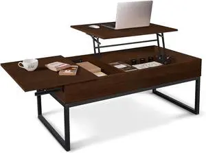CAPHAUS Lift Top Coffee Table w/Sliding Drawer, Coffee Table w/Lift & Sliding Top Storage for Living Room, Rising Tabletop Coffee Table w/Hidden Compartment & Sliding Drawer, 47" Espresso