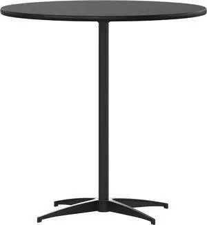 Flash Furniture Lars Black 30'' Round Wood Cocktail Table with 30'' and 42'' Columns