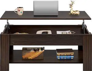 Topeakmart Lift Top Coffee Table with Hidden Storage Compartment for Living Room Espresso, 47.5in L