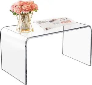 Acrylic Coffee Table, 32" x 16" x 16" x 3/5'' Thick Clear Modern All Acrylic Waterfall Living Room Tables