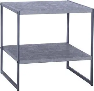 Household Essentials Jamestown Square Side End Table with Storage Shelf Rustic Slate Concrete and Black Metal, Grey Household Essentials Jamestown Square Side End Table with Storage Shelf Rustic Slate Concrete and Black Metal, Grey