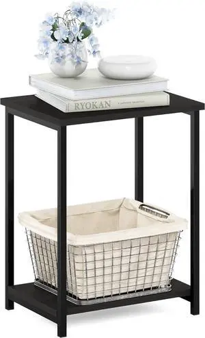 Furinno Simplistic Metal Frame End Table, 1-Pack, Espresso