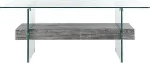 Safavieh COF7004B Home Kayley Black Oak Glass Coffee Table