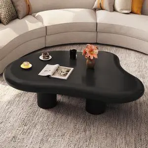 Cloud Coffee Table, Cute End Table, Modern Coffee Table, Black Cartoon Coffee Table, Irregular Indoor Tea Table for Living Room with 4 Legs, 35.82"