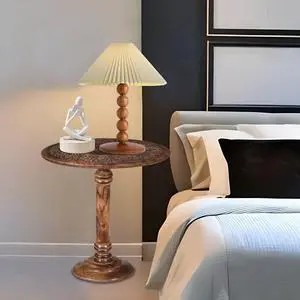 Goroly Home Coffee Table Pillar, Small End Table Nightstand Bedside Table for Living Room, Magazines, Books & Plants - 18x22 Inch - Antique Burnt