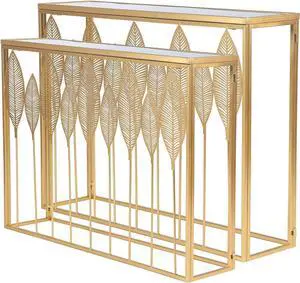 Adeco Set of 2 Nesting Side Tables, Decorative Rectangular Metal Accent End Tables Nightstands, Modern Coffee Table Sofa Table for Living Room Bedroom Adeco Set of 2 Nesting Side Tables, Decorative Rectangular Metal Accent End Tables Nightstands, Modern Coffee Table Sofa Table for Living Room Bedroom