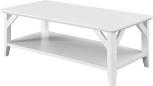 Convenience Concepts Winston Coffee Table with Shelf, White
