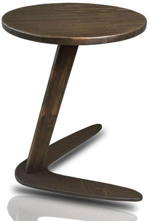 C-Shaped Handmade Solid Wood End Table, Side Table for Couches, Sofa Tables Slide Under Couch for Living Room, Over Couch TV Tray Table for Small Spaces (Medium, Dark Walnut)
