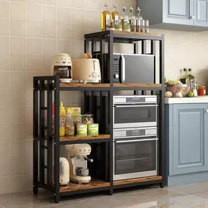 6-Tier Kitchen Bakers Rack Storage Shelf, Utility Plant Stand/ Mini Fridge & Microwave Oven Stand Table, Coffee Bar, Adjustable Shelves Freestadning for Kitchen Home Office Patio Plant Stand