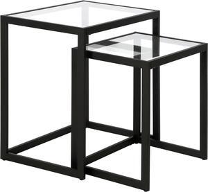 Henn&Hart Rectangular Nested Side Table in Blackened Bronze, Table for Living Room, Bedroom