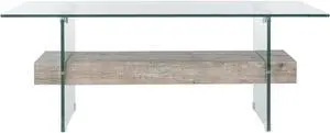 Safavieh Home Kayley Glass and Grey Oak Glass Coffee Table