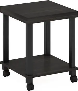 Furinno Turn-N-Tube Classic 2-Tier End Table, Side Table with Casters, Espresso/Black