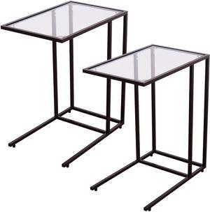 Tangkula 26" Sofa Side Table, C-Shape Snack Table, Coffee Desk Side Table Coffee Tray End Table Furniture for Home Office