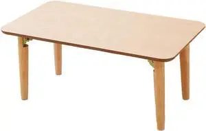 EMOOR Wood Folding Coffee Table Rectangle Medium (17.7"x31.5") Natural, Floor Sitting Low Table Small Space Minimalist Japanese Tatami Room