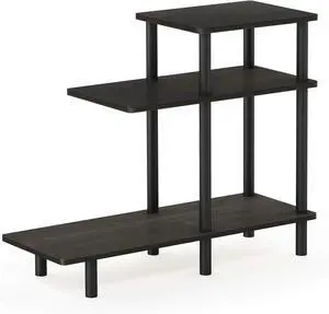 Furinno Turn-N-Tube 3-Tier Sofa Side Table, Espresso/Black, 31.5 in x 11.61 in x 25.63 in