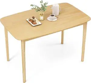 Giantex Rectangular Dining Table, Mid Century Modern Kitchen Table, Vintage Coffee Table W/Tabletop & Solid Wood Legs, Wood Farmhouse Table (Natural)