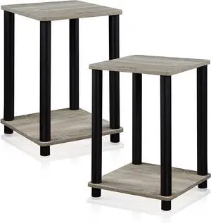 FURINNO Stylish End Table, French Oak Grey/Black,2-Pack (2-99800GYW)
