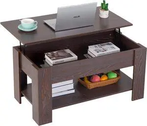 FDW Lift Top Coffee Table with Hidden Storage Compartment & Lower Shelf,Coffee Table with Lift Top for Living Room,Home Small Space,39.4in (Espresso)