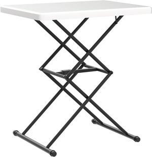 Living and More 28inch Height-Adjustable Personal Table, TV Tray, Portable Dinner Table, Multi-Purpose, Lightweight, No Assembly, Easy Fold and Storage, White