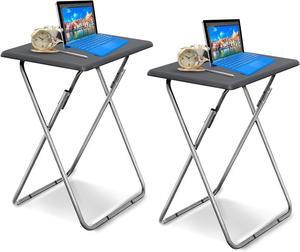 Garden 4 you Folding TV Tray Table TV Dinner Trays Tables for Eating,Stable Tv Trays Table 25In, Folding Tray Side Table, Foldable Snack Tables for Bed & Sofa, 15 x 18.9 x 26 in (Grey,2PC)