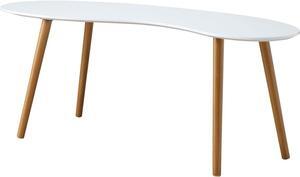 Convenience Concepts Oslo Bean Shaped Coffee Table, White / Bamboo