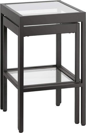 Henn&Hart Rectangular & Square Nested Nested Side Table in Blackened Bronze, Table for Living Room, Bedroom